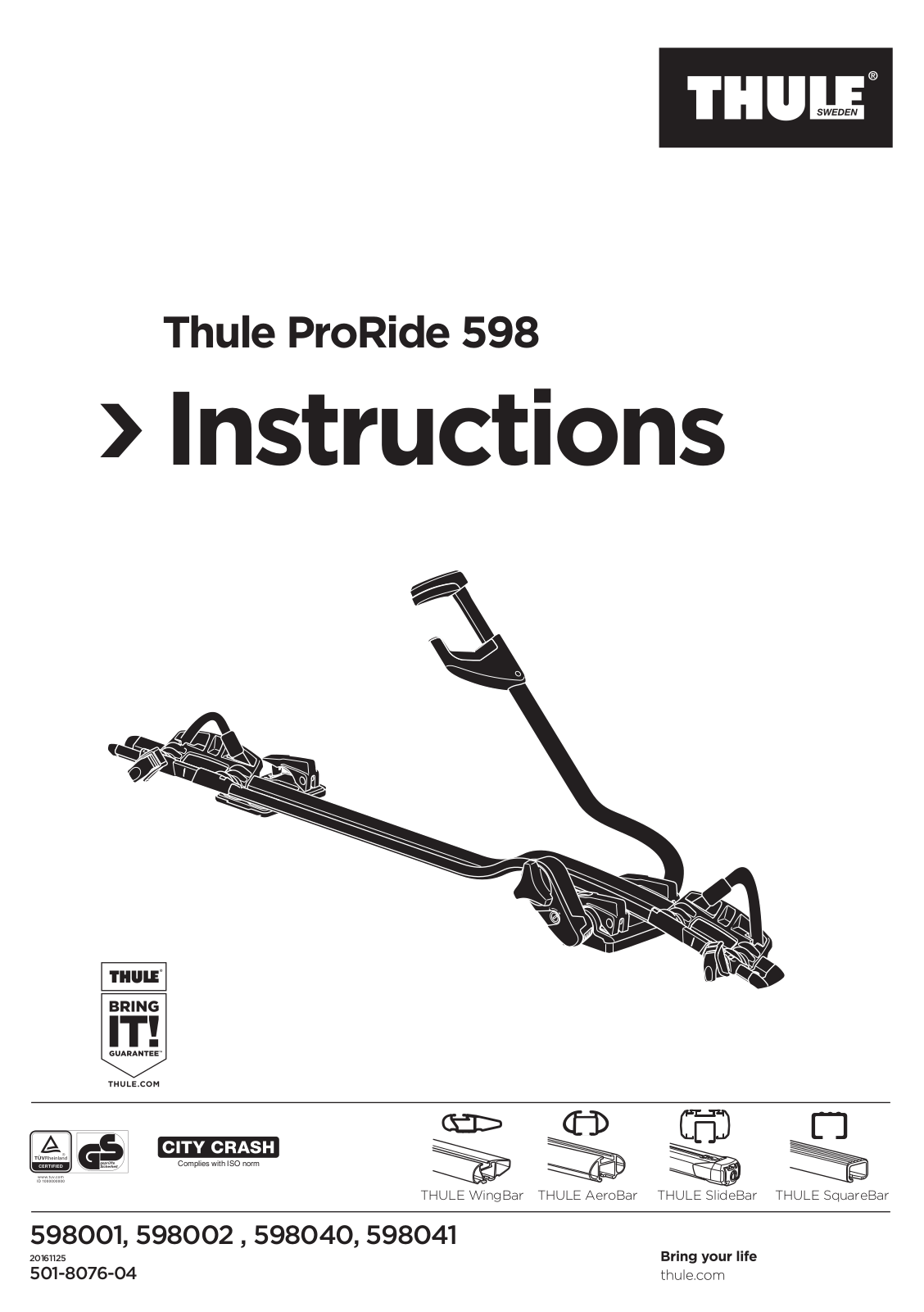 Thule ProRide 598 User Manual