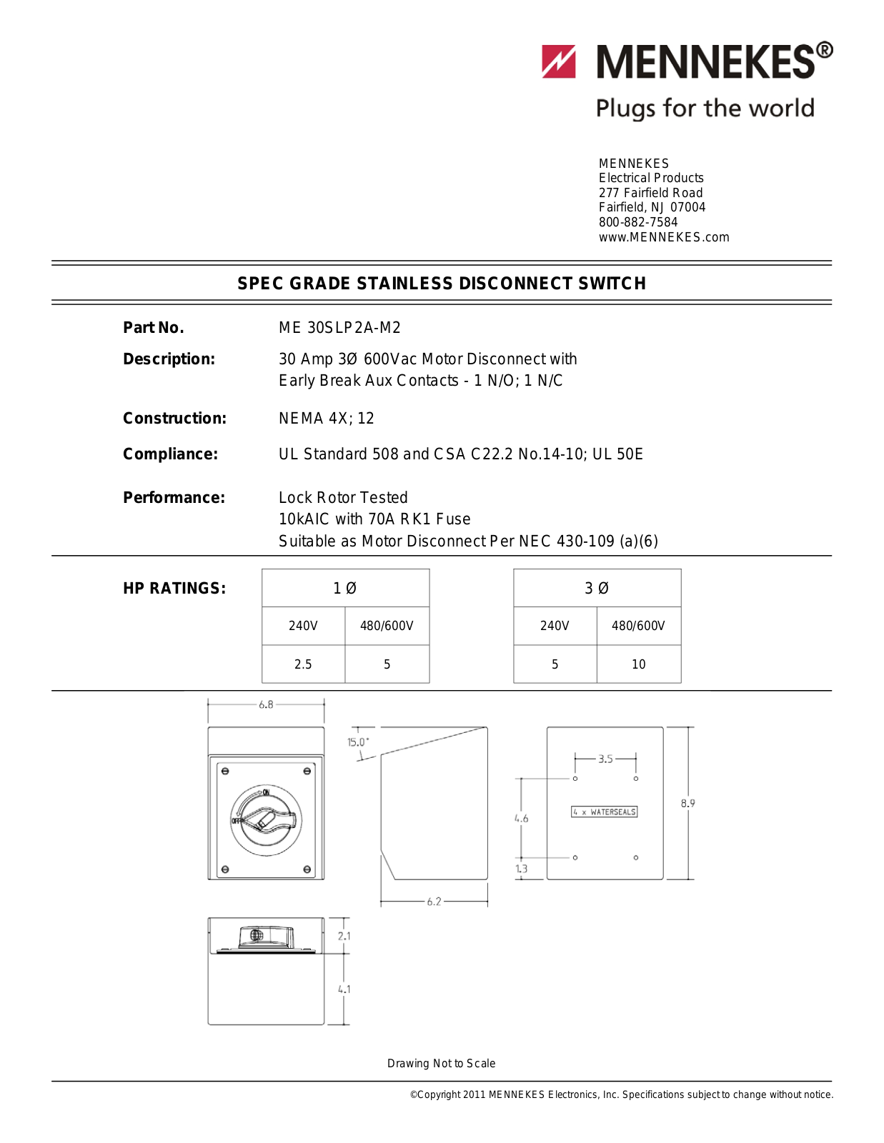 Mennekes Electrical Products ME30SLP2A-M2 Data sheet