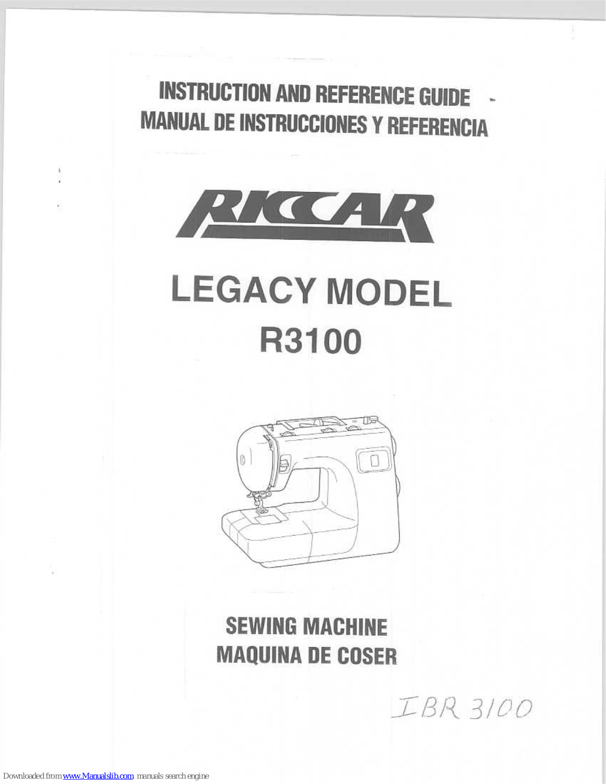 Riccar LEGACY R3100 Instruction And Reference Manual