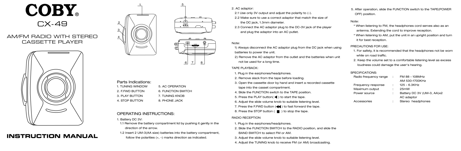 Coby CX-49 User Manual