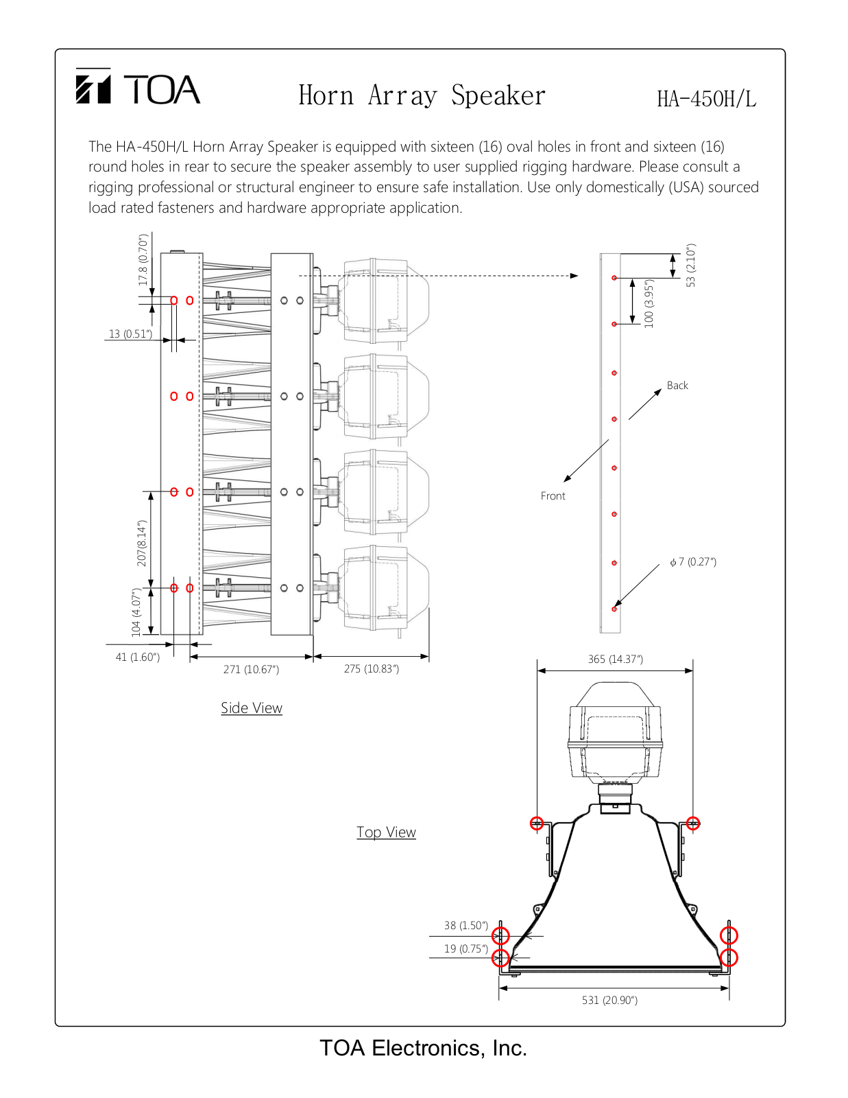 TOA HA-450H Instructions