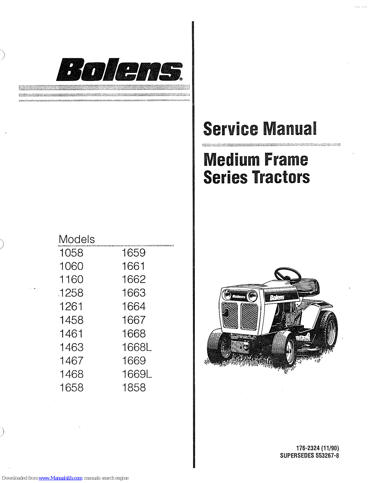 Bolens 1060, 1160, 1258, 1261, 1458 Service Manual