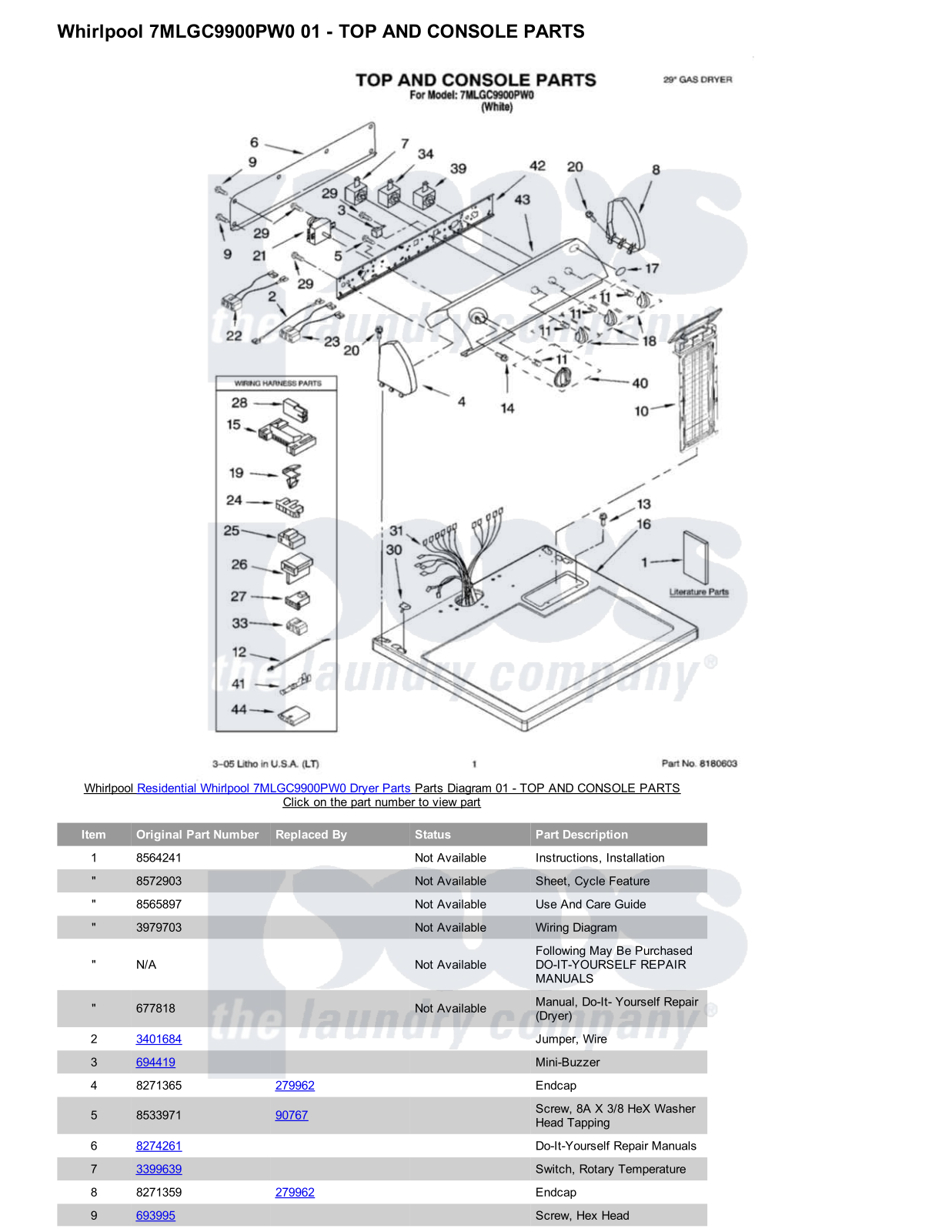 Whirlpool 7MLGC9900PW0 Parts Diagram