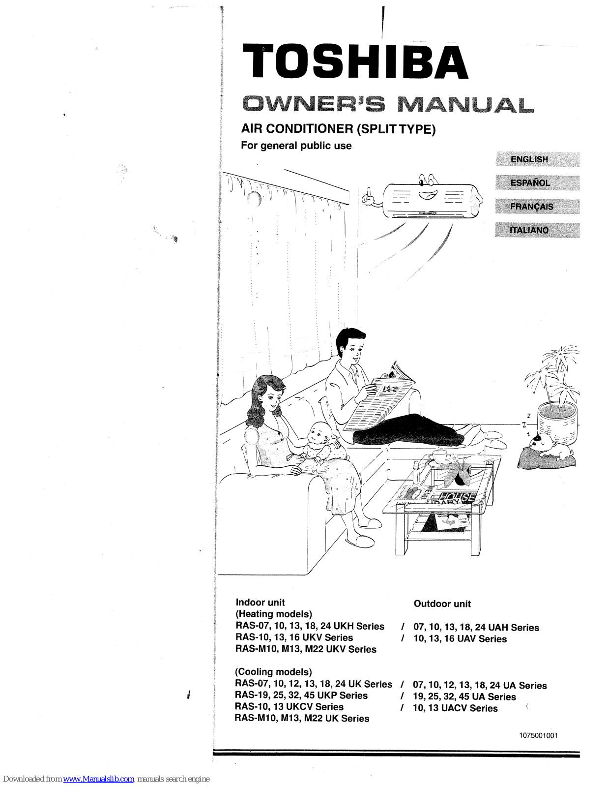 Toshiba RAS-24UKH, RAS-10UKH, RAS-13UKH, RAS-18UKH, RAS-10UKV Owner's Manual