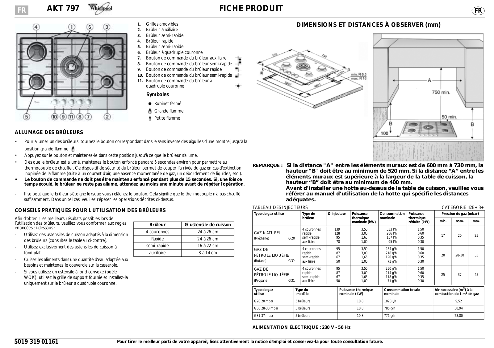 Whirlpool AKT 797 DATASHEET