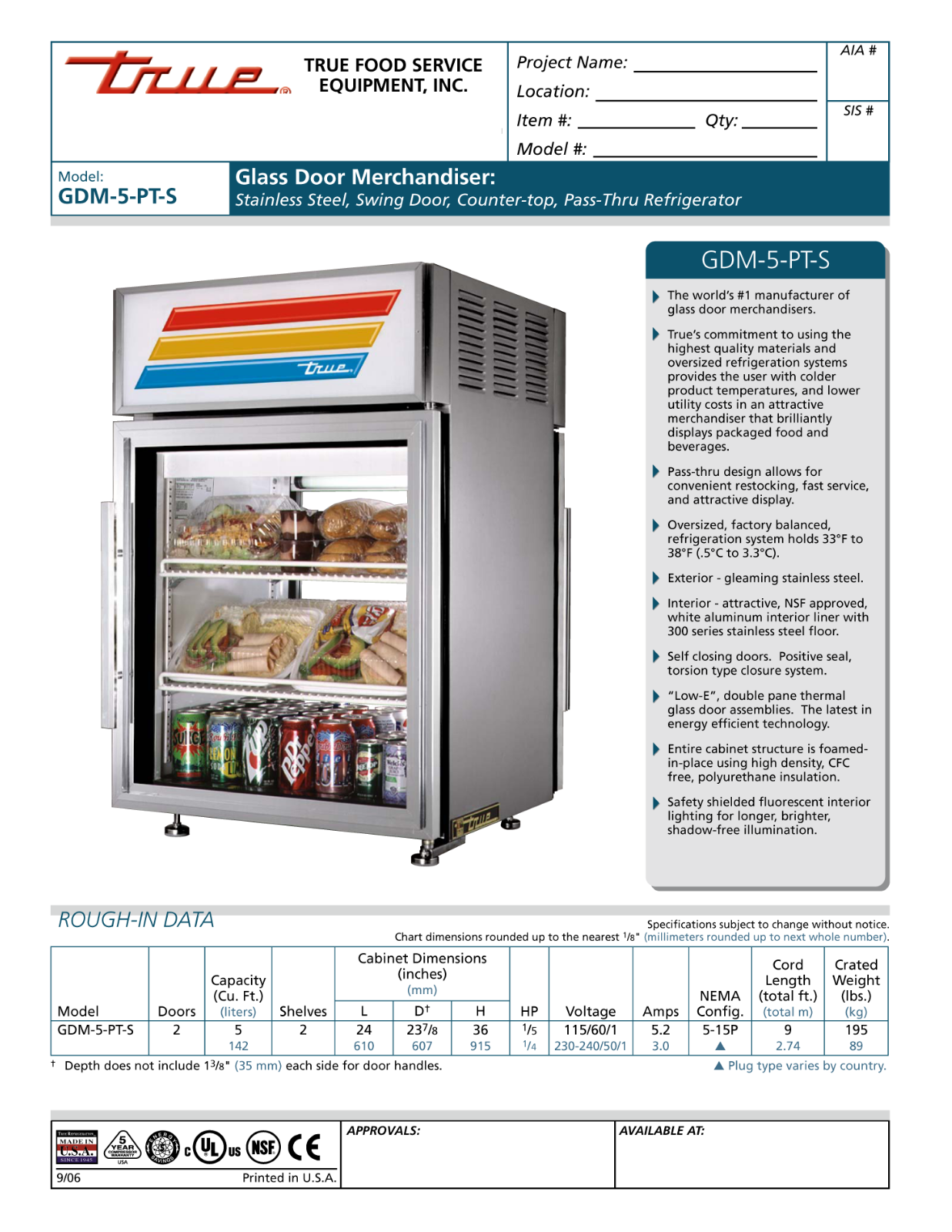 True GDM-5-PT-S User Manual