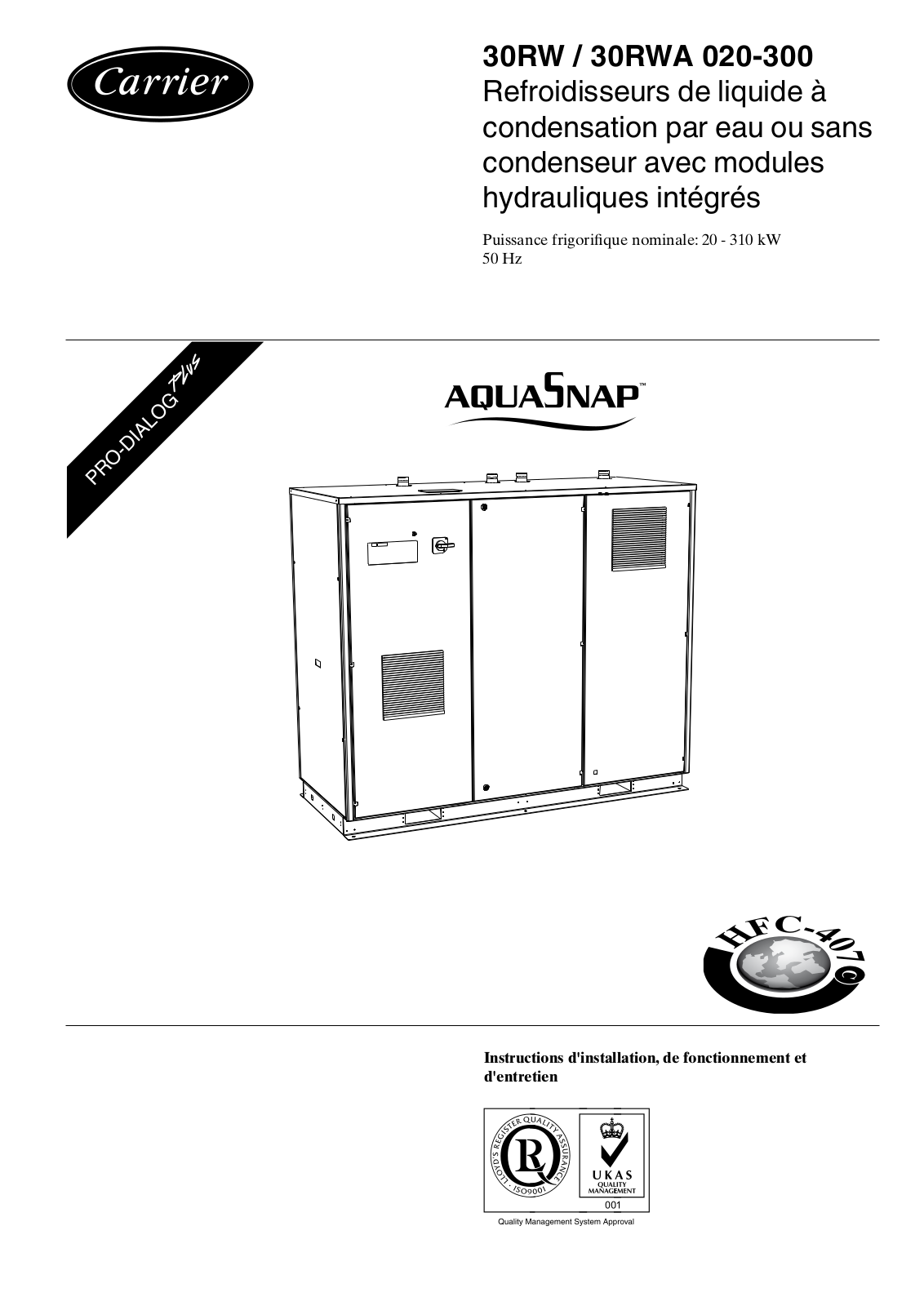 CARRIER 30RW 020-300, 30RWA 020-300 User Manual