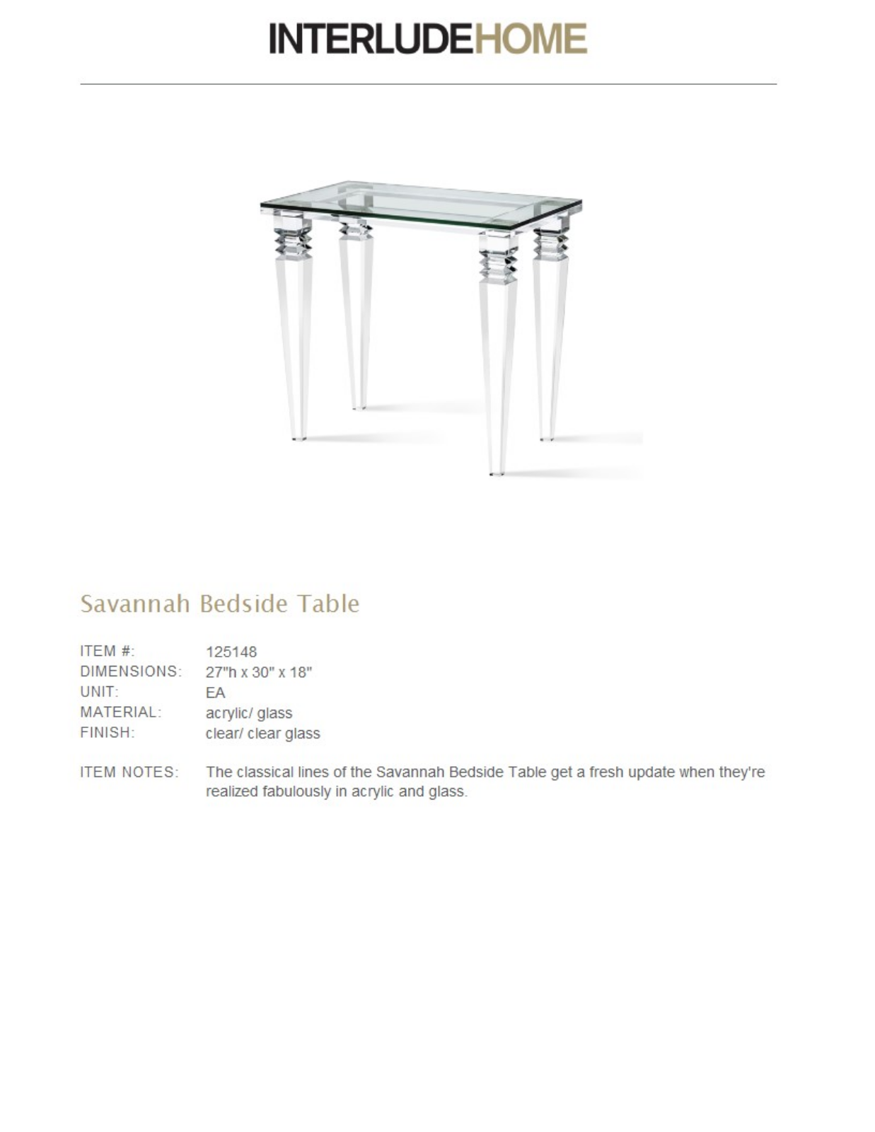 Interlude ILH1881 Specifications Sheet - ManualMachine.com