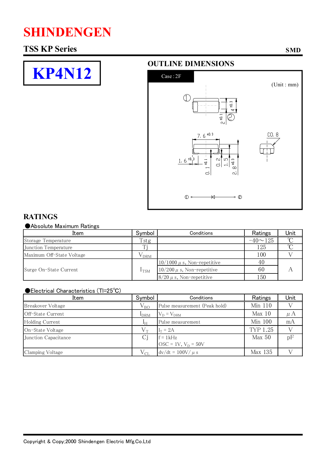 Shindengen Electric Manufacturing Company Ltd KP4N12 Datasheet