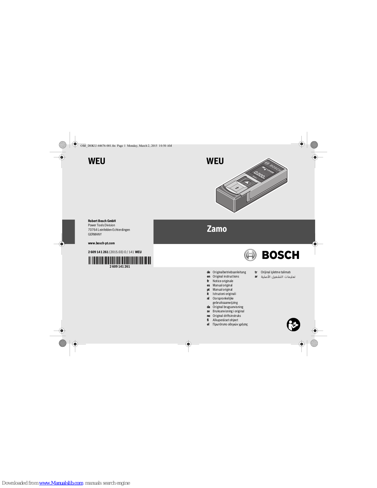 Bosch Zamo Original Instructions Manual