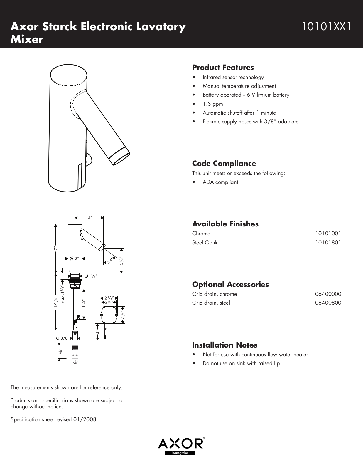 Hans Grohe 10101XX1 User Manual