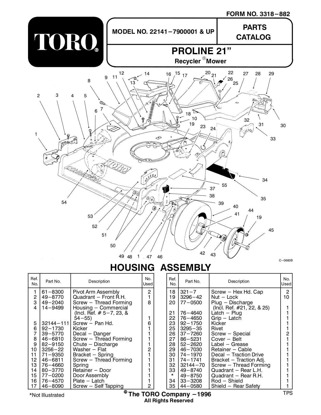 Toro 22141 Parts Catalogue