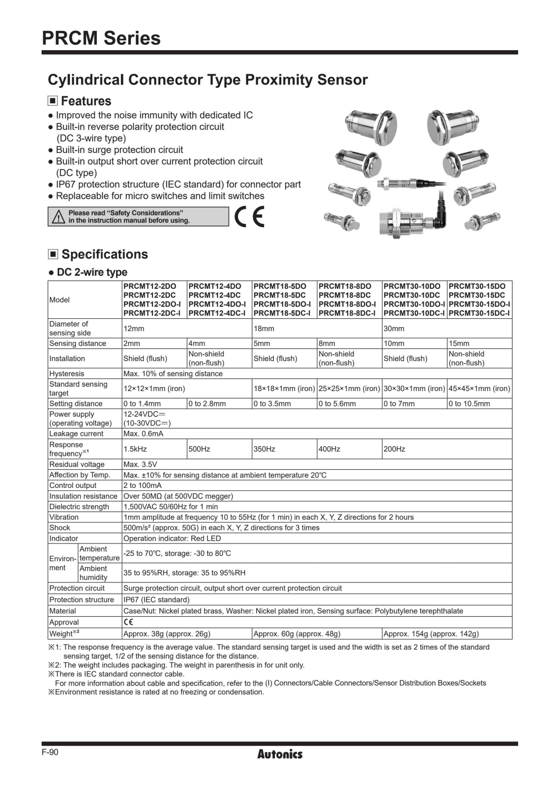 Autonics PRCM Series Catalog Page