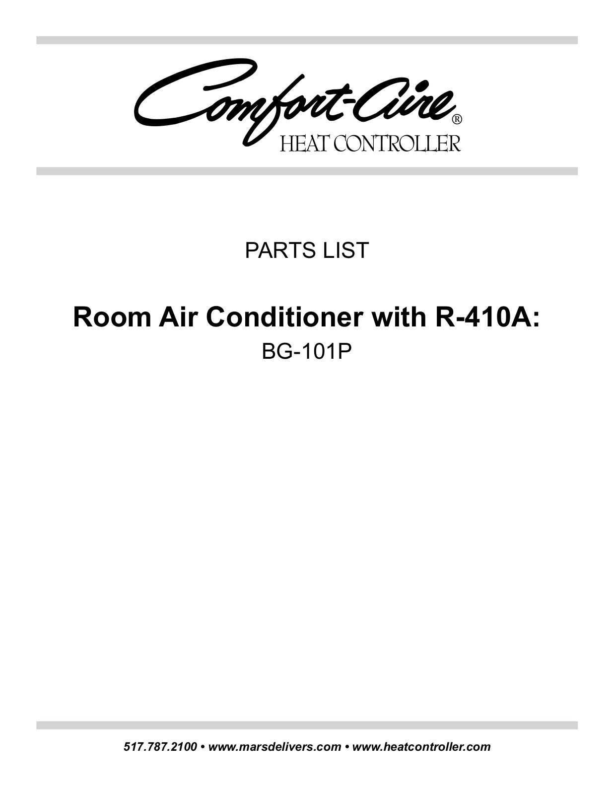 Comfort-aire Bg-101p Owner's Manual