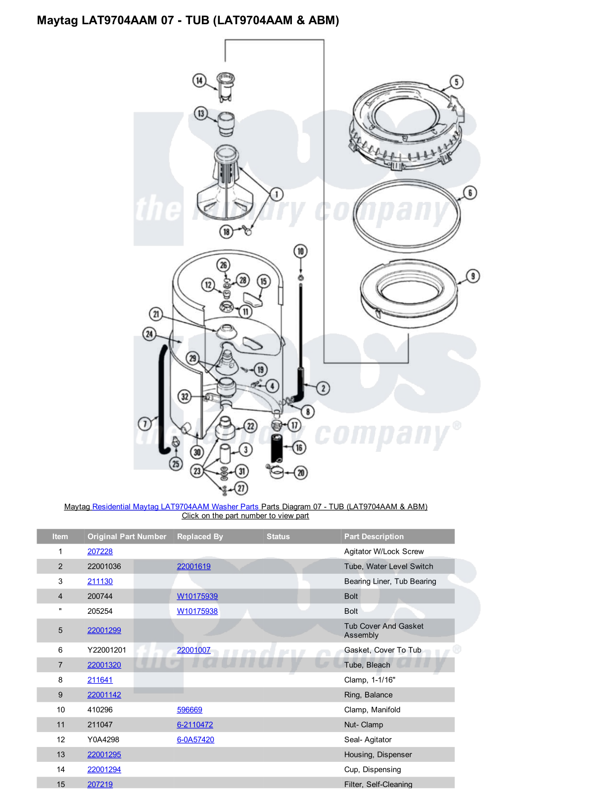 Maytag LAT9704AAM Parts Diagram