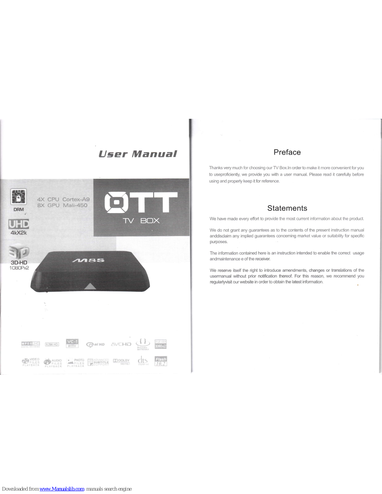 OTT M8S User Manual - ManualMachine.com