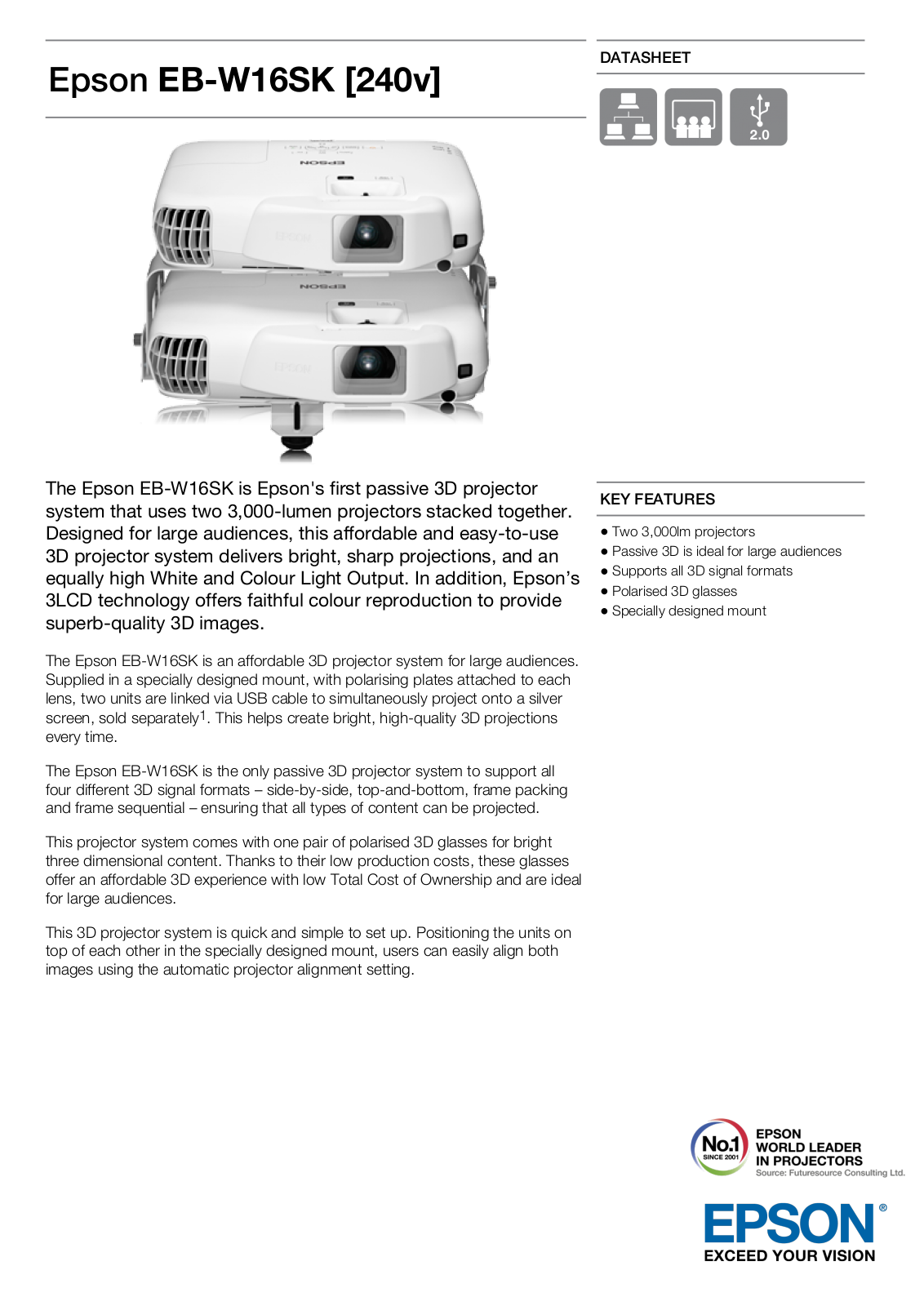 Epson EB-W16SK Product Sheet