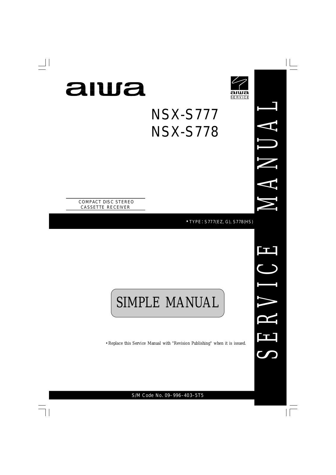 Aiwa NSXS-777, NSXS-778 Service manual