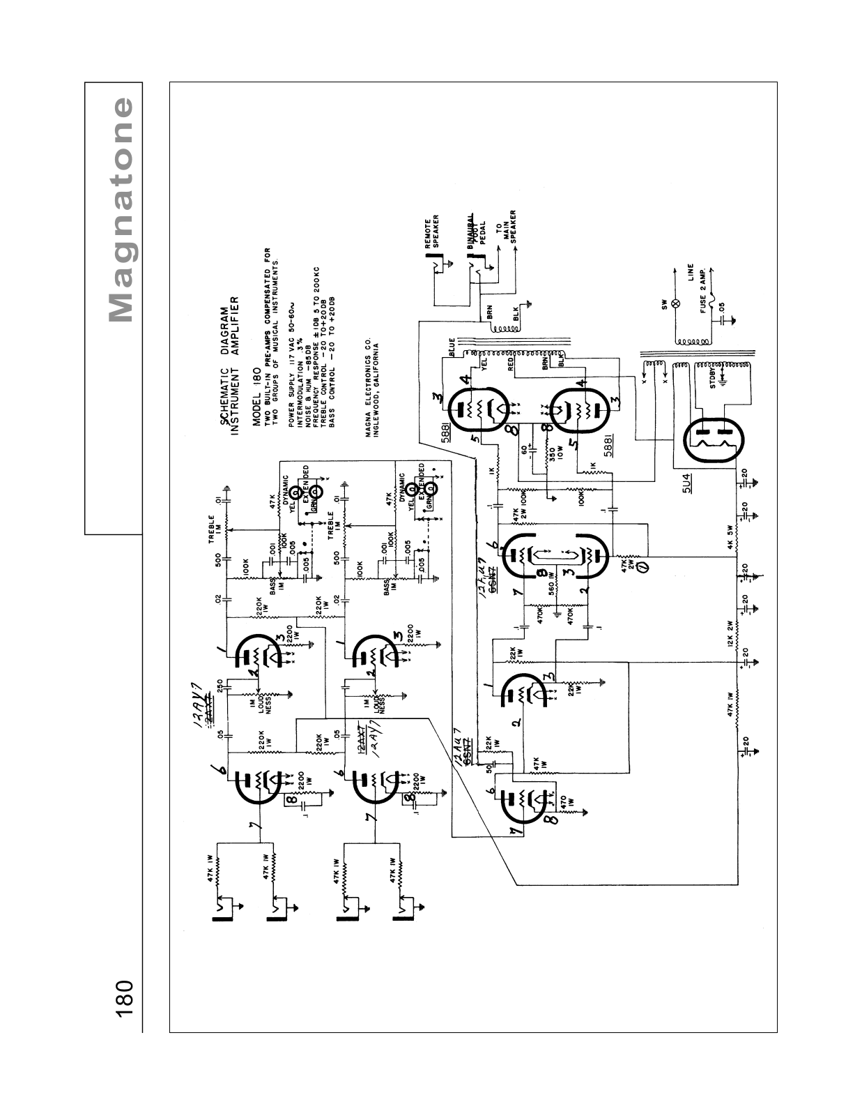 Magnatone 180 schematic