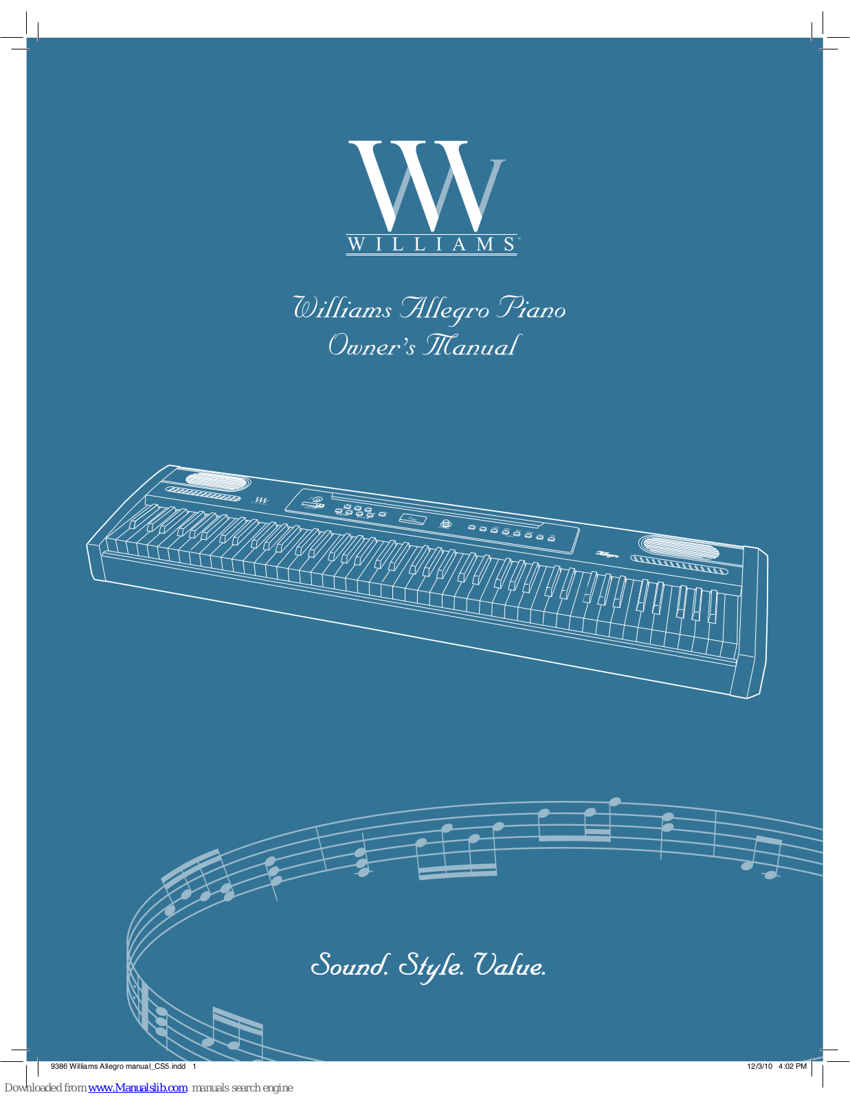 Williams pianos Allegro, Allegro Piano Owner's Manual