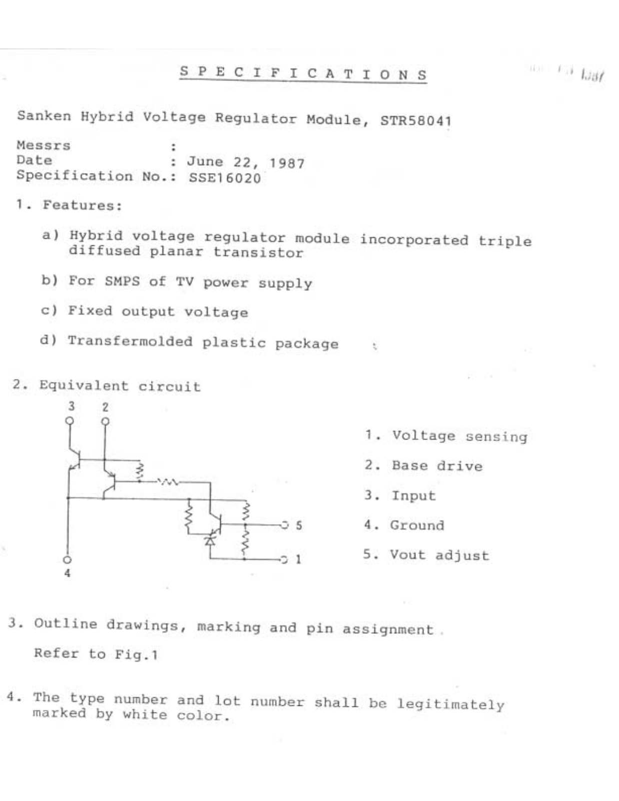 Sanken Electric Co STR58041 Datasheet