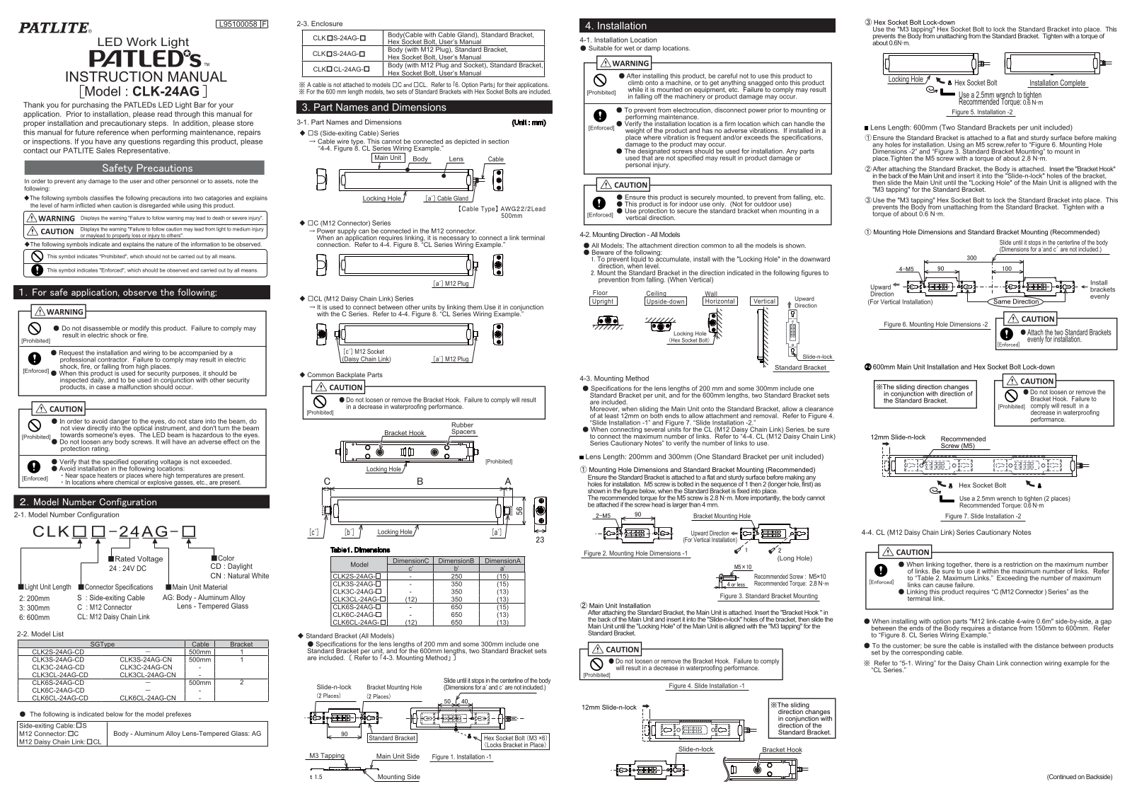 Patlite CLK-24AG Instruction Manual