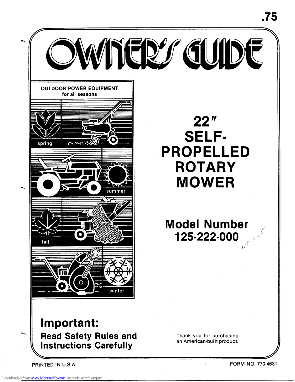 MTD 125-222-000 Owner's Manual