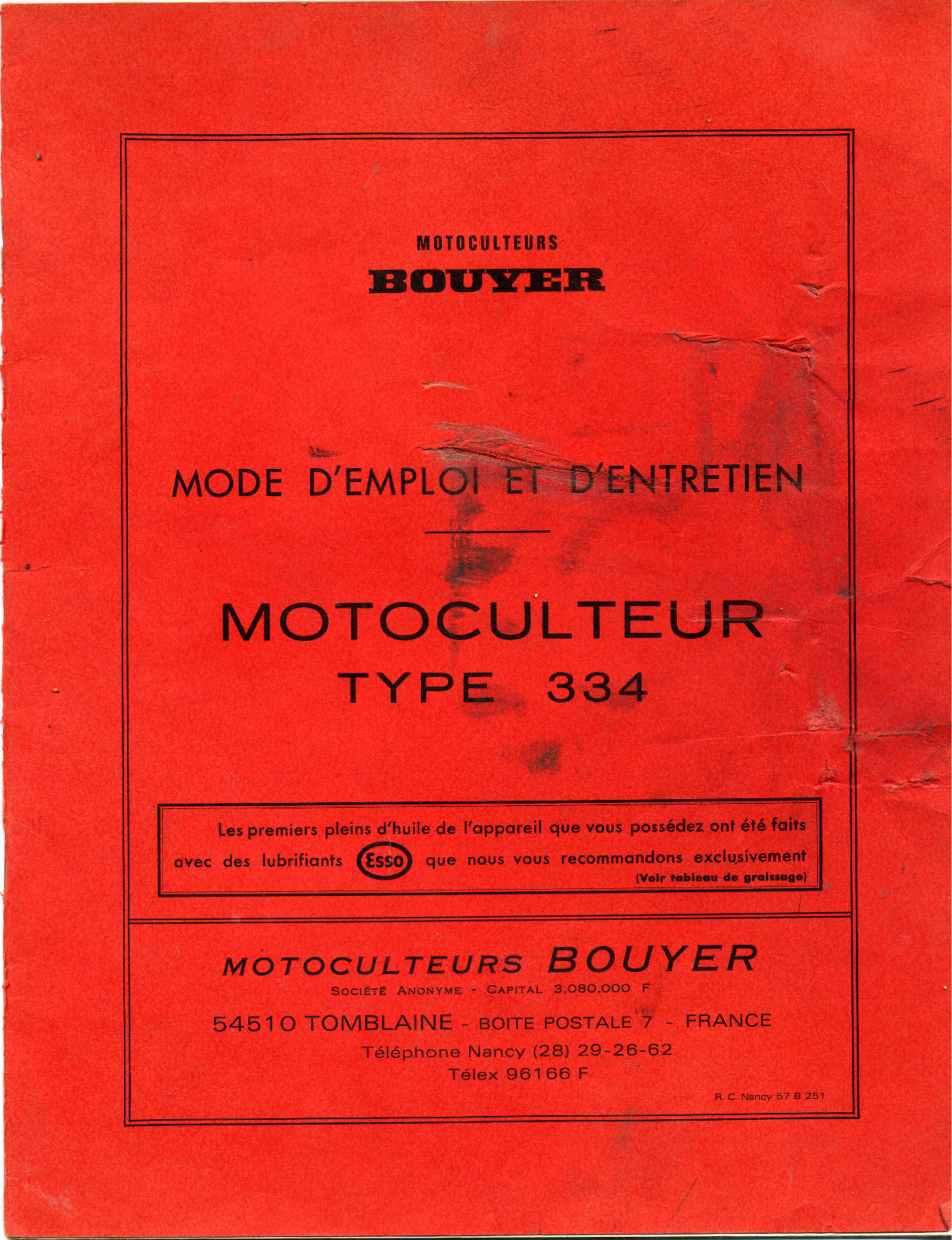 BOUYER MOTOCULTEUR TYPE 334 User Manual