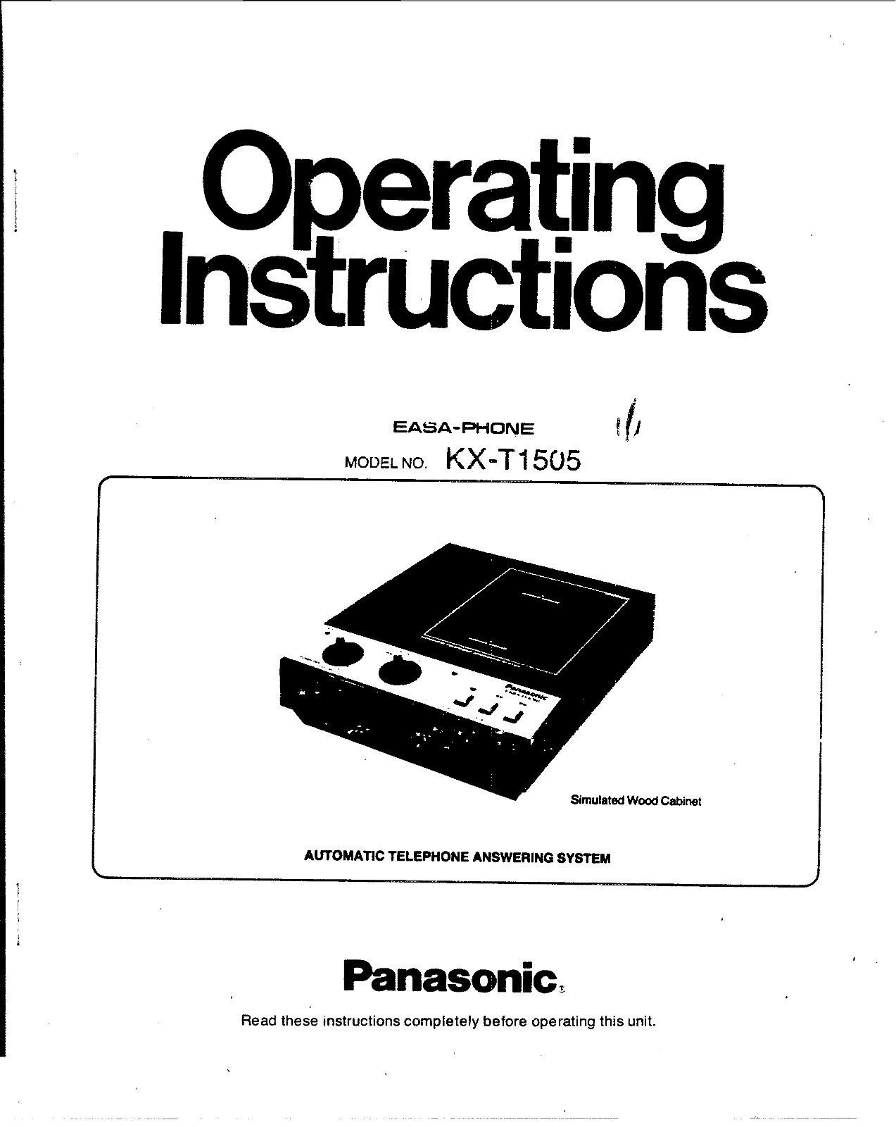 Panasonic kx-t1505 Operation Manual
