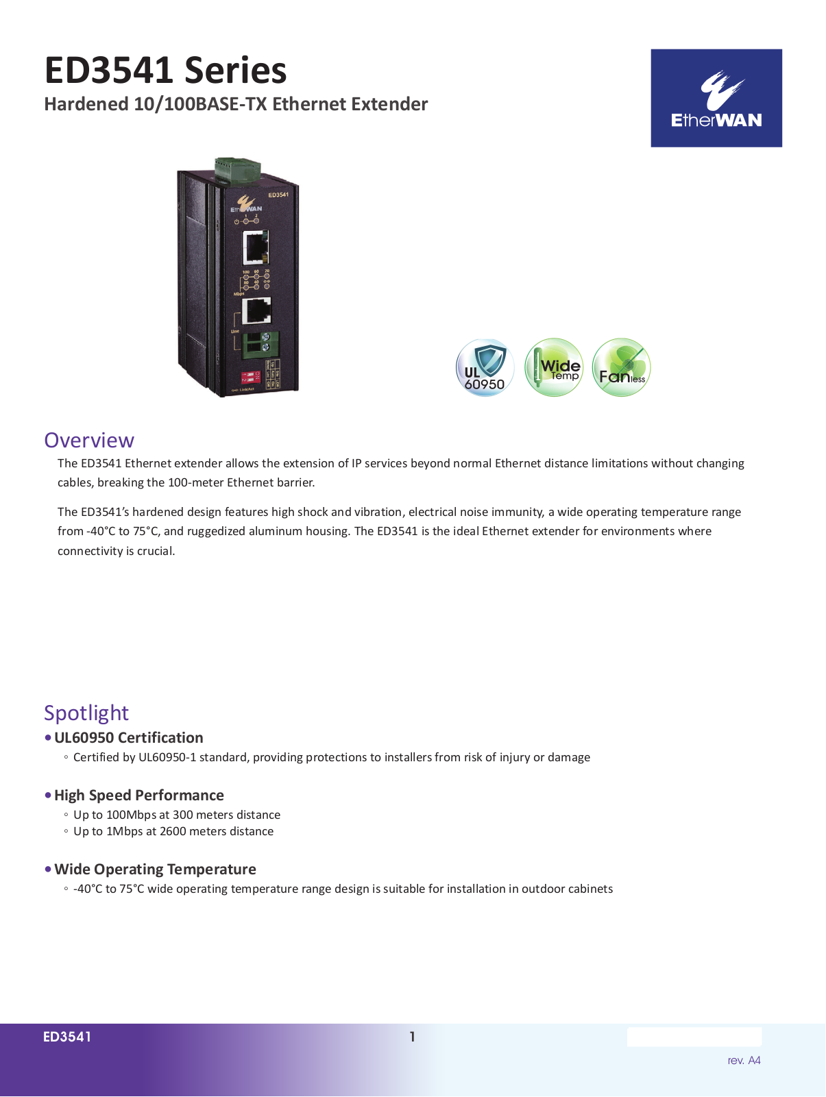 EtherWan ED3541 Series Data Sheet