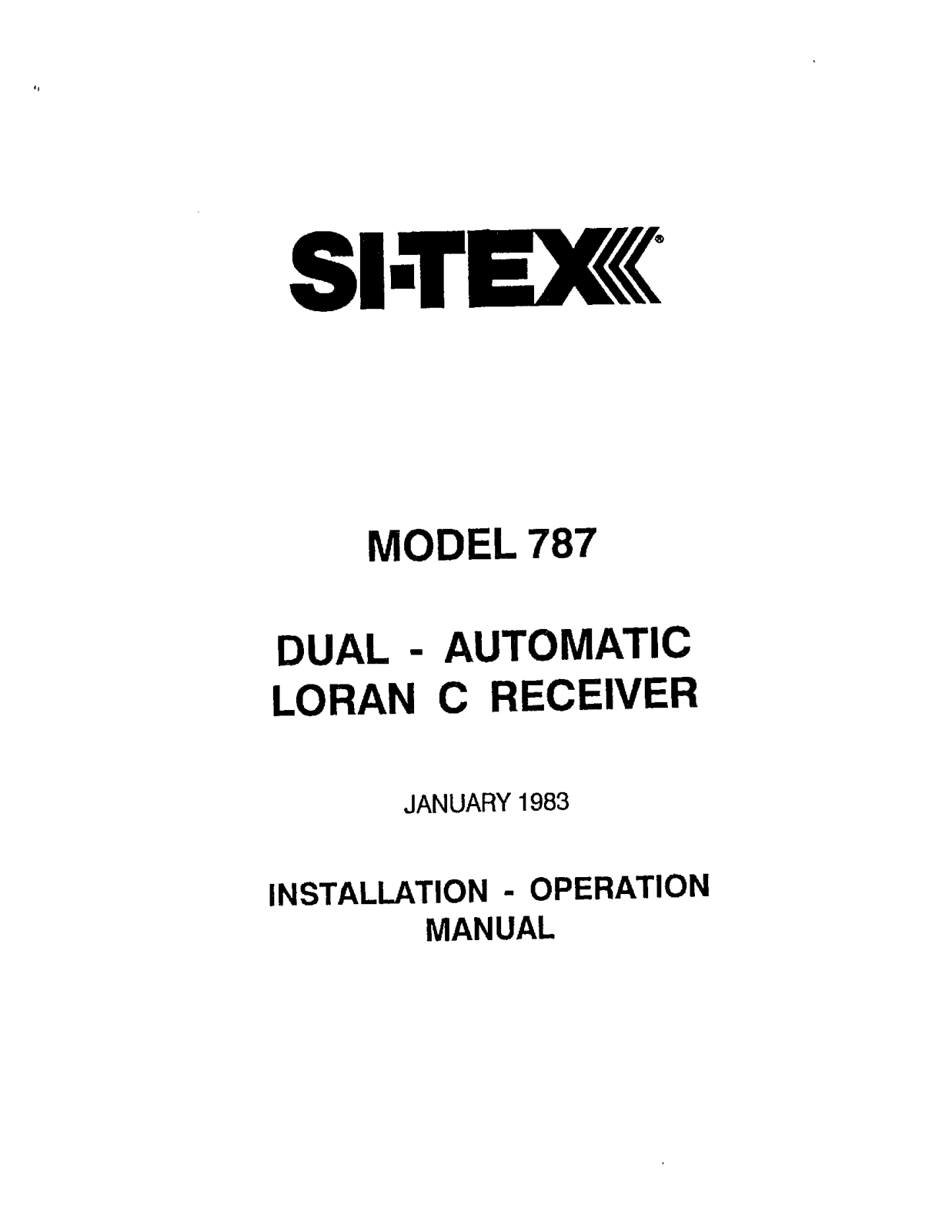 Si-tex 787 Installation and Operation Manual