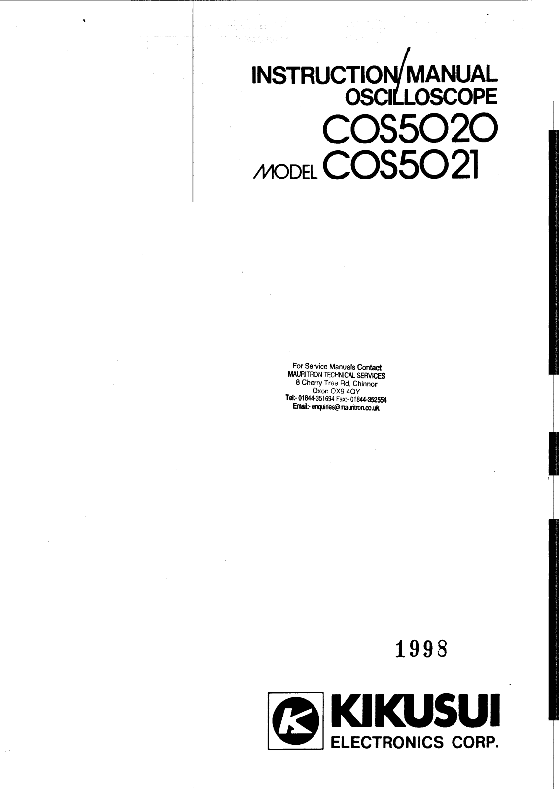 kikusui cos5020, cos5021 lnstruction Manual