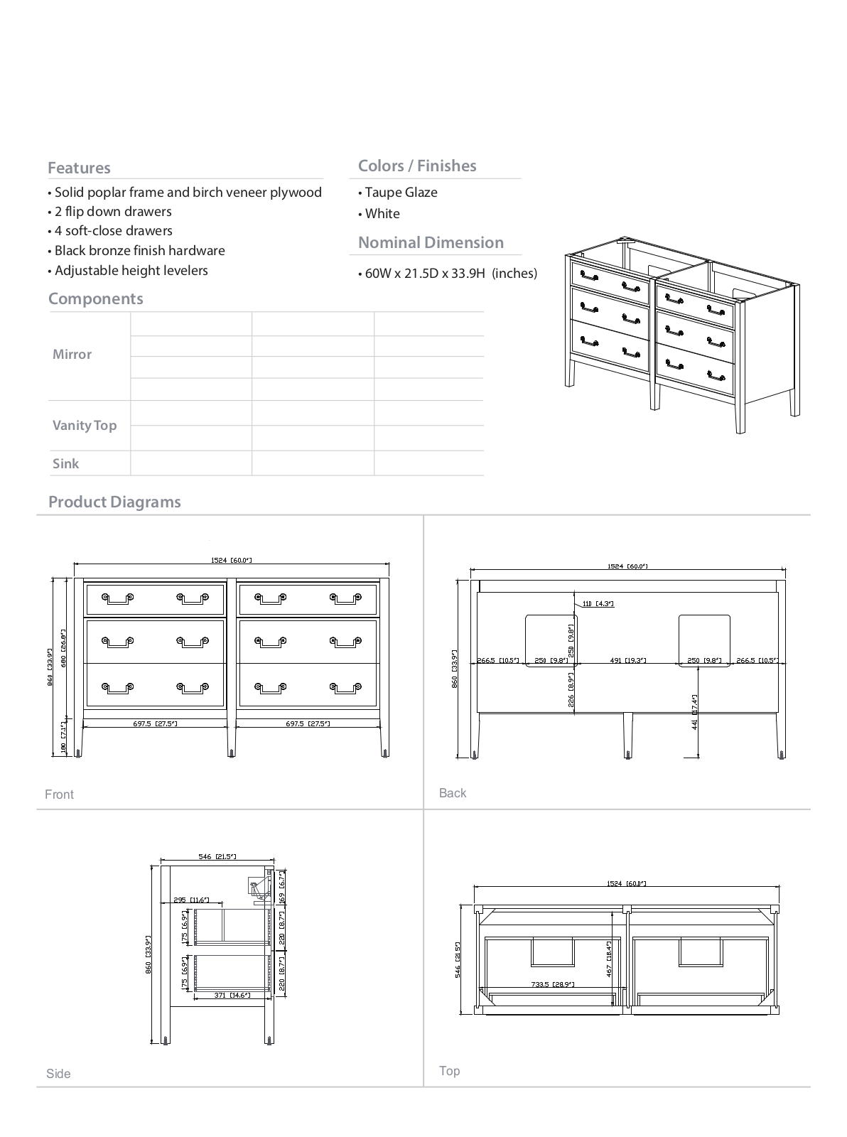Three Posts™ AUGV1855 Specifications - ManualMachine.com