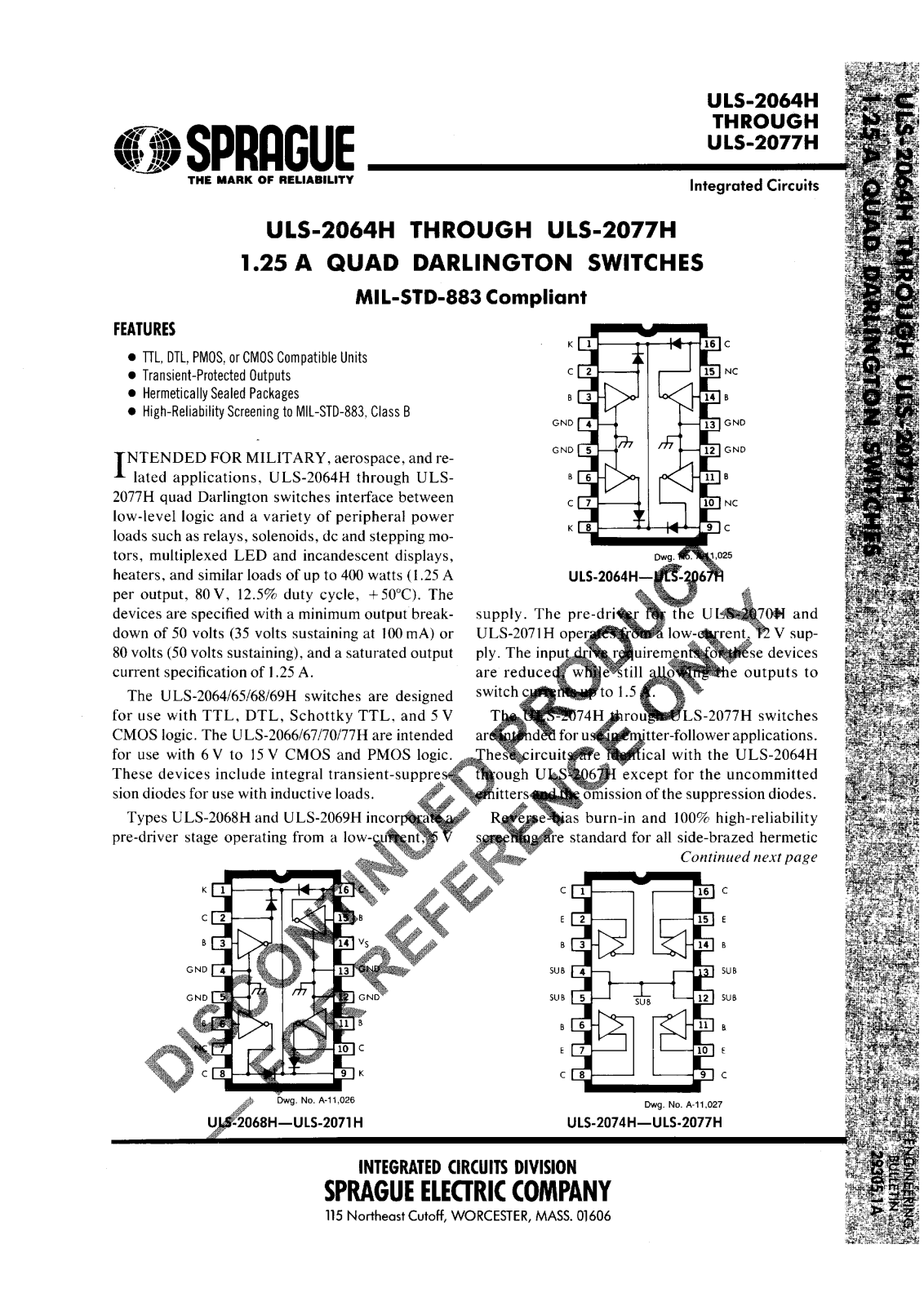 Allegro ULS-2068H, ULS-2067R, ULS-2066R, ULS-2067H, ULS-2066H Datasheet