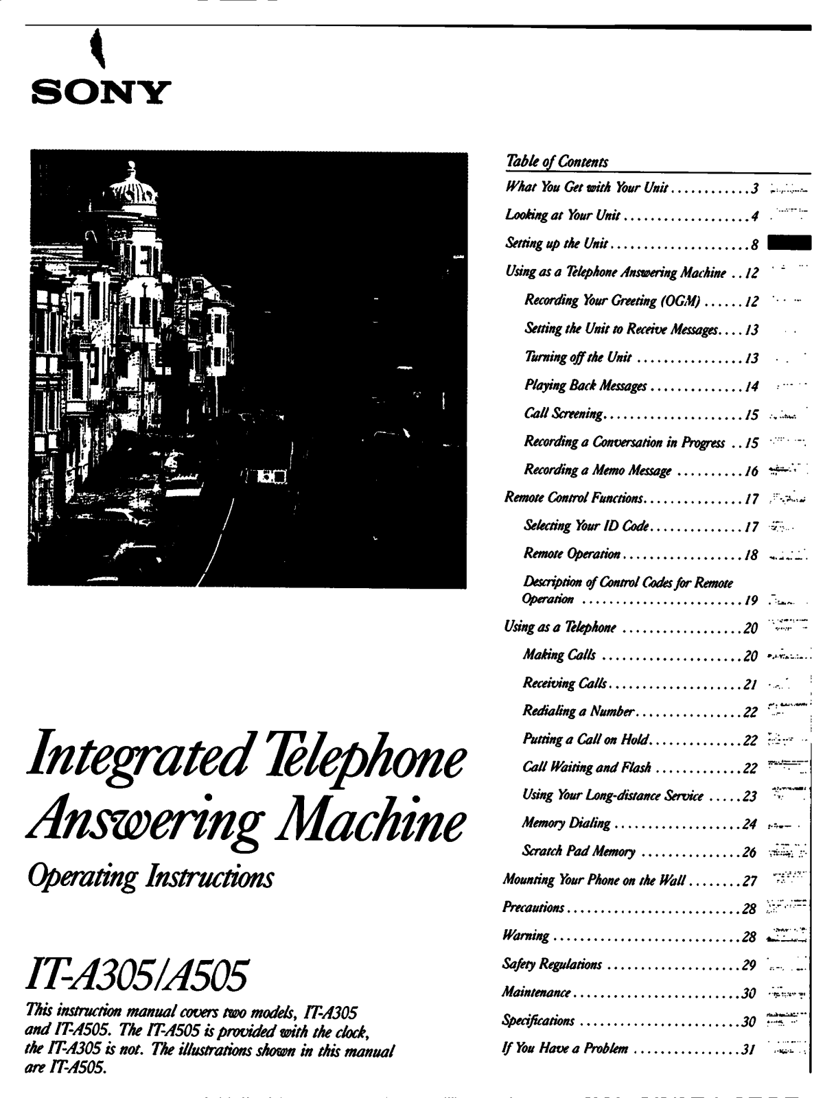 Sony IT-A505 Operating Instructions