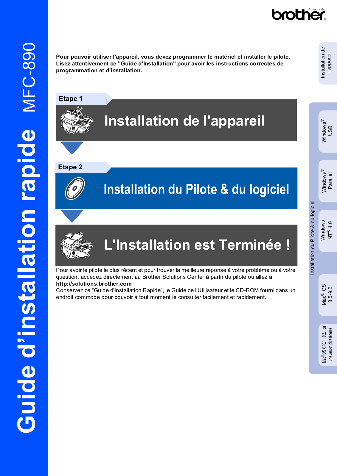 Brother MFC-890 Quick installation guide