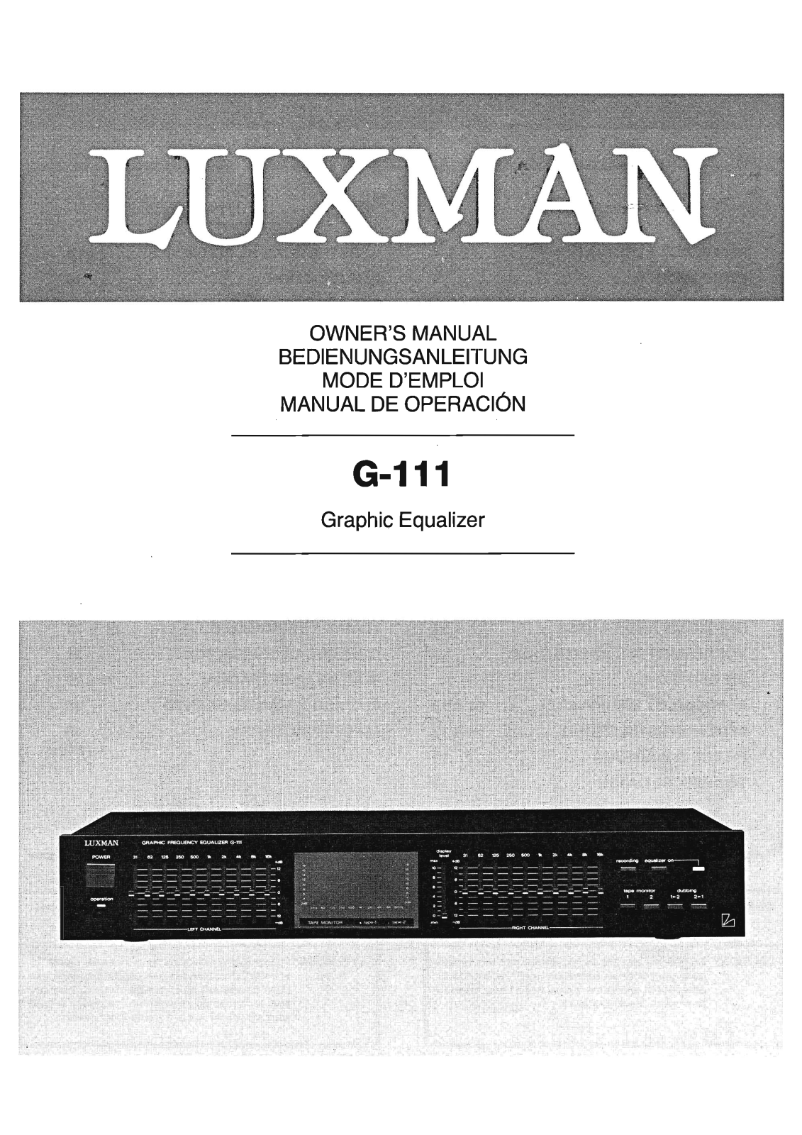 Luxman G-111 Owners Manual