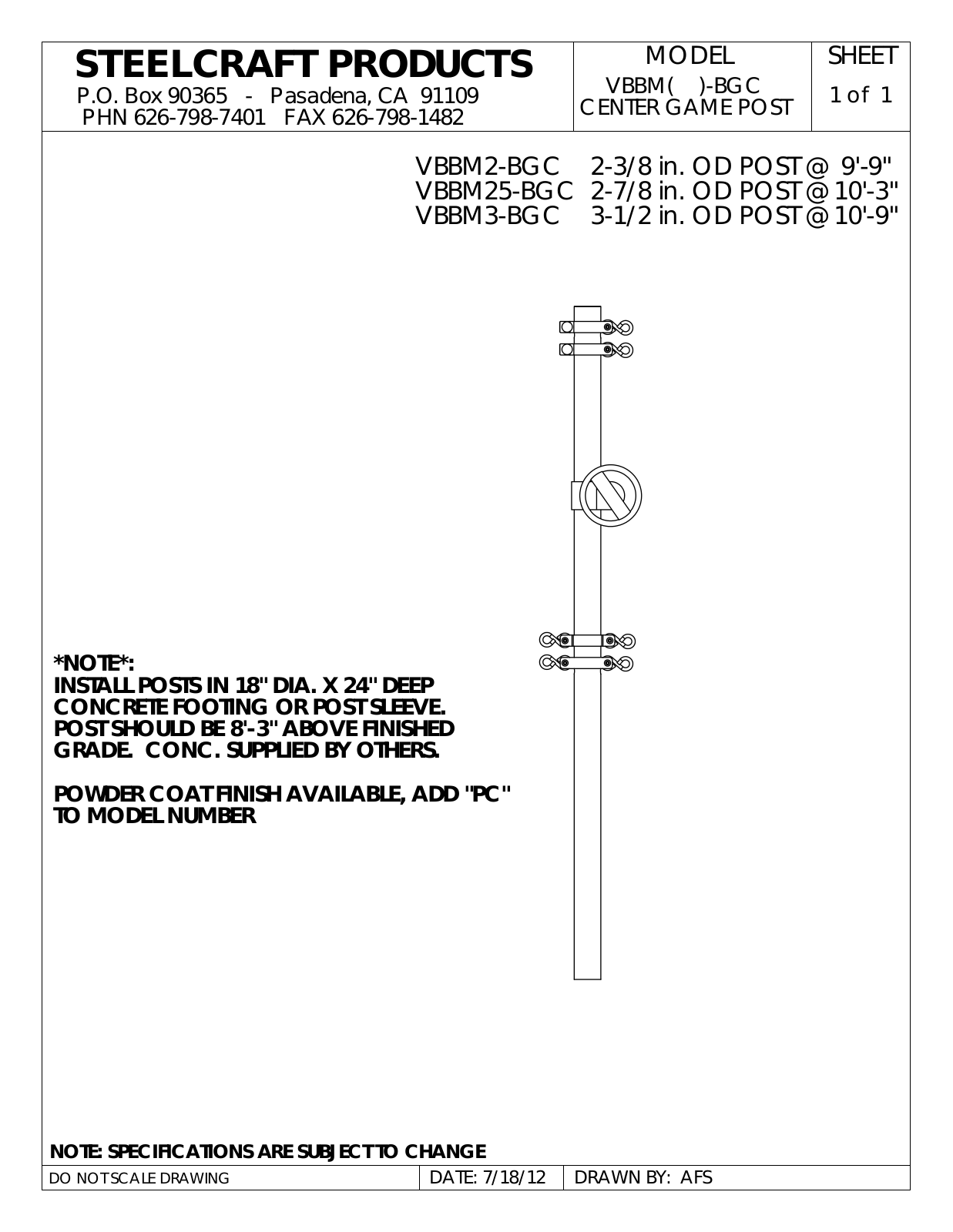 LA STEELCRAFT VBBM25-BGC User Manual