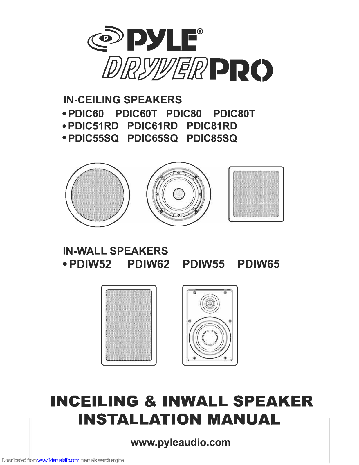 Pyle PDIW62, PDIC60, PDIC51RD, PDIC55SQ, PDIC61RD Installation Manual - ManualMachine.com