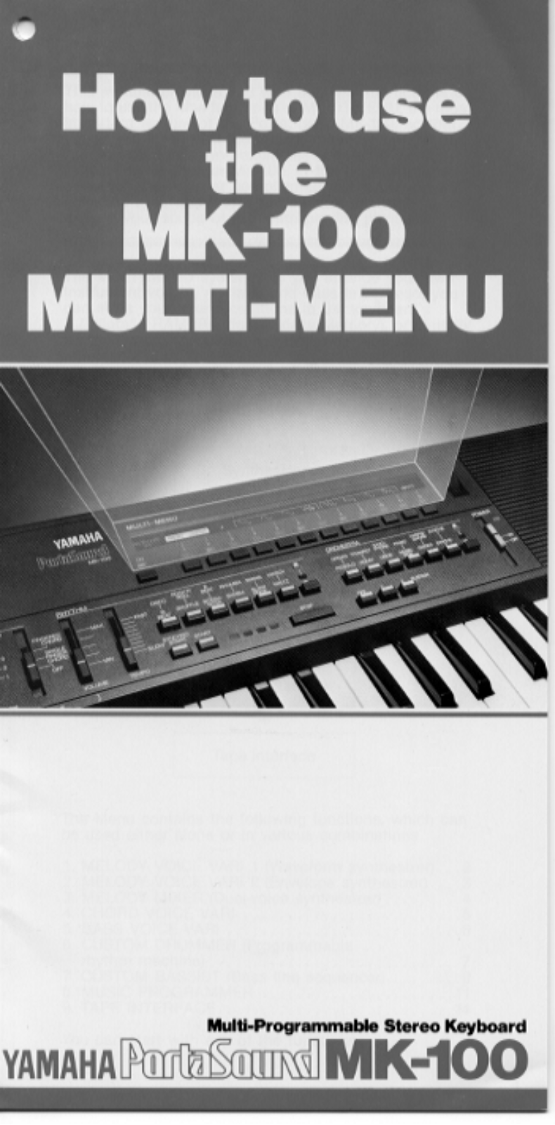 Yamaha MK-100 User Manual