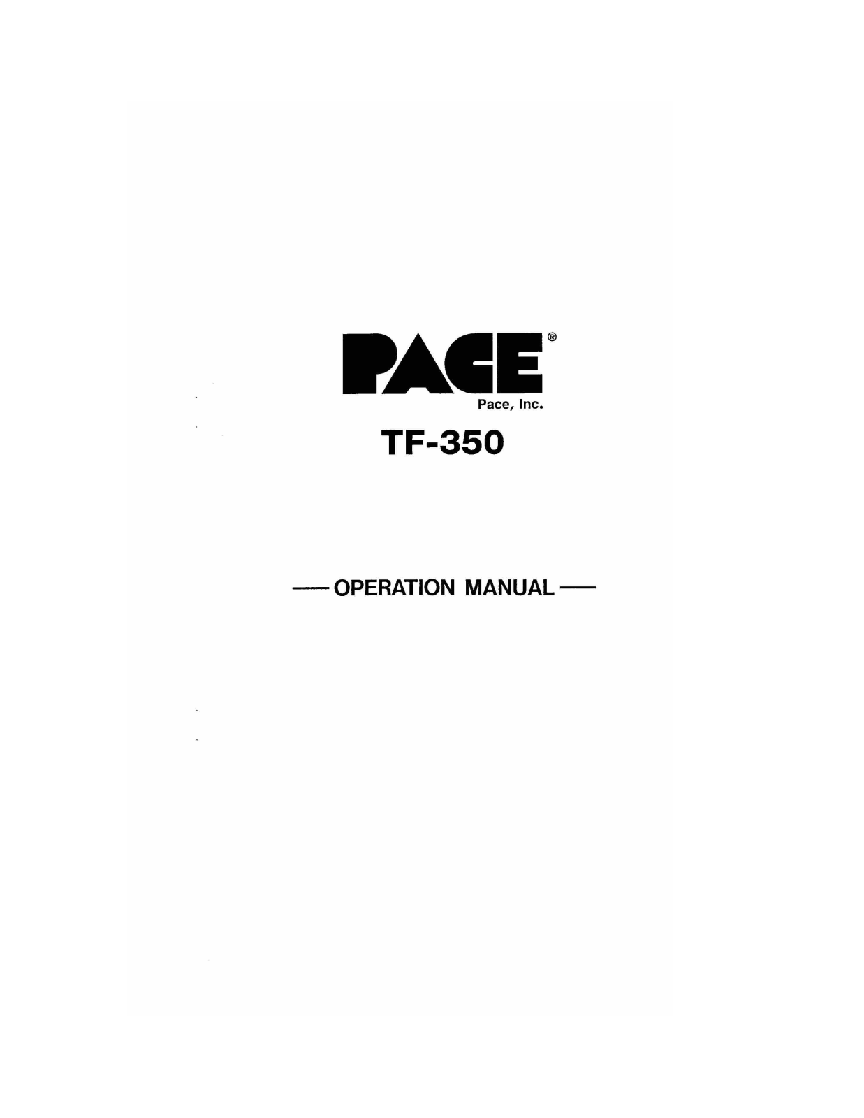 Pace TF350 Service Manual