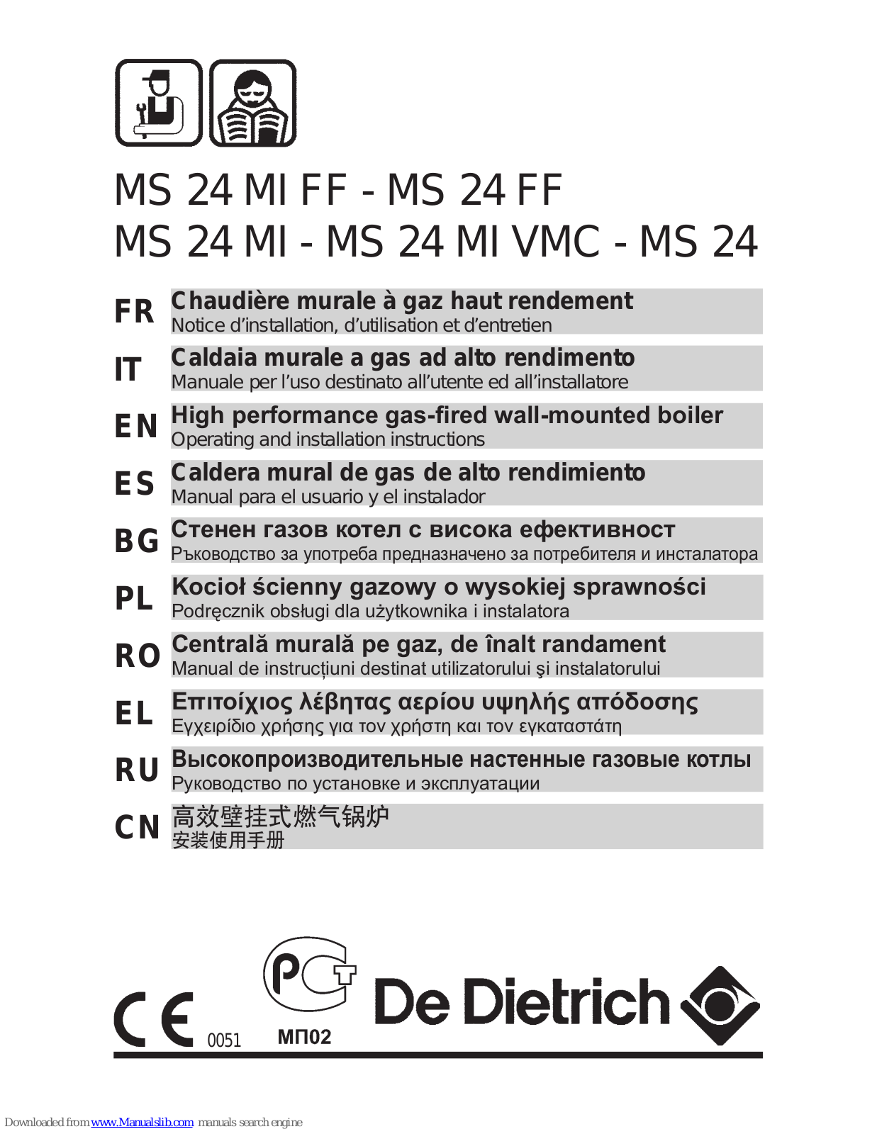 DeDietrich MS 24 MI VMC, MS 24 FF, MS 24 MI, MS 24 Operating And Installation Instructions