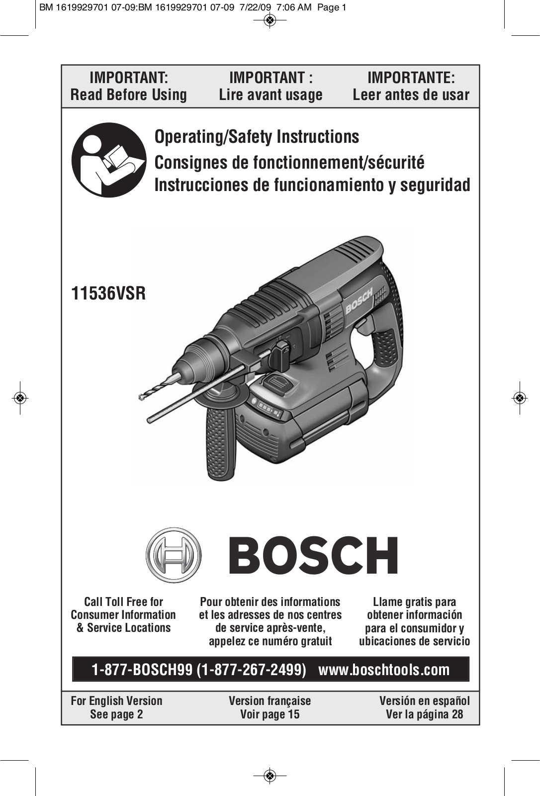 Bosch Power Tools 11536VSR User Manual