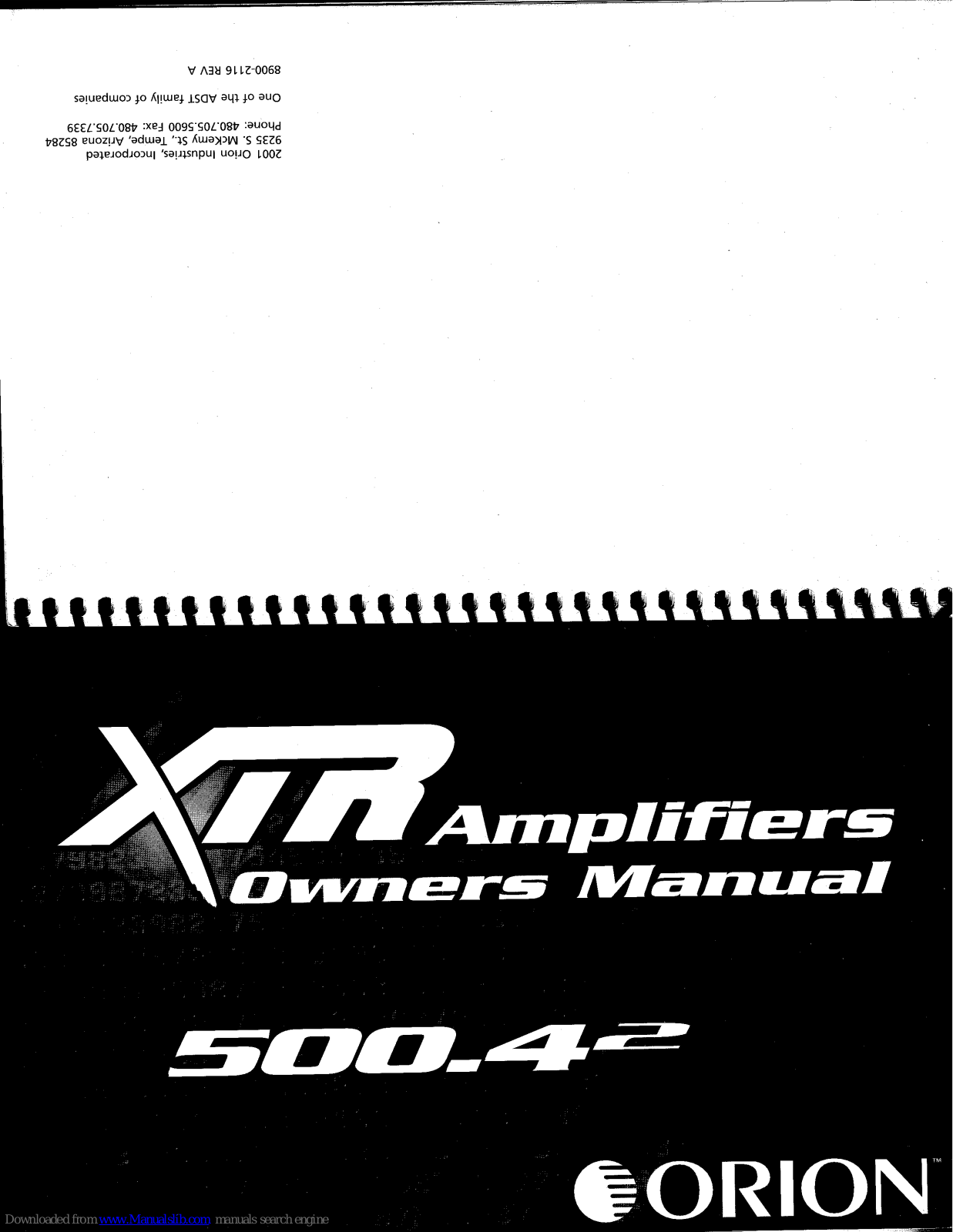 Orion 500.42, XTR 500.42 Owner's Manual