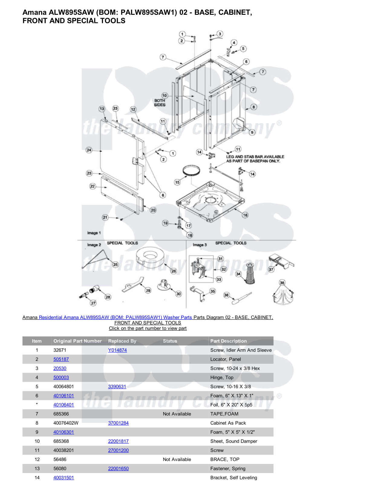 Amana ALW895SAW Parts Diagram