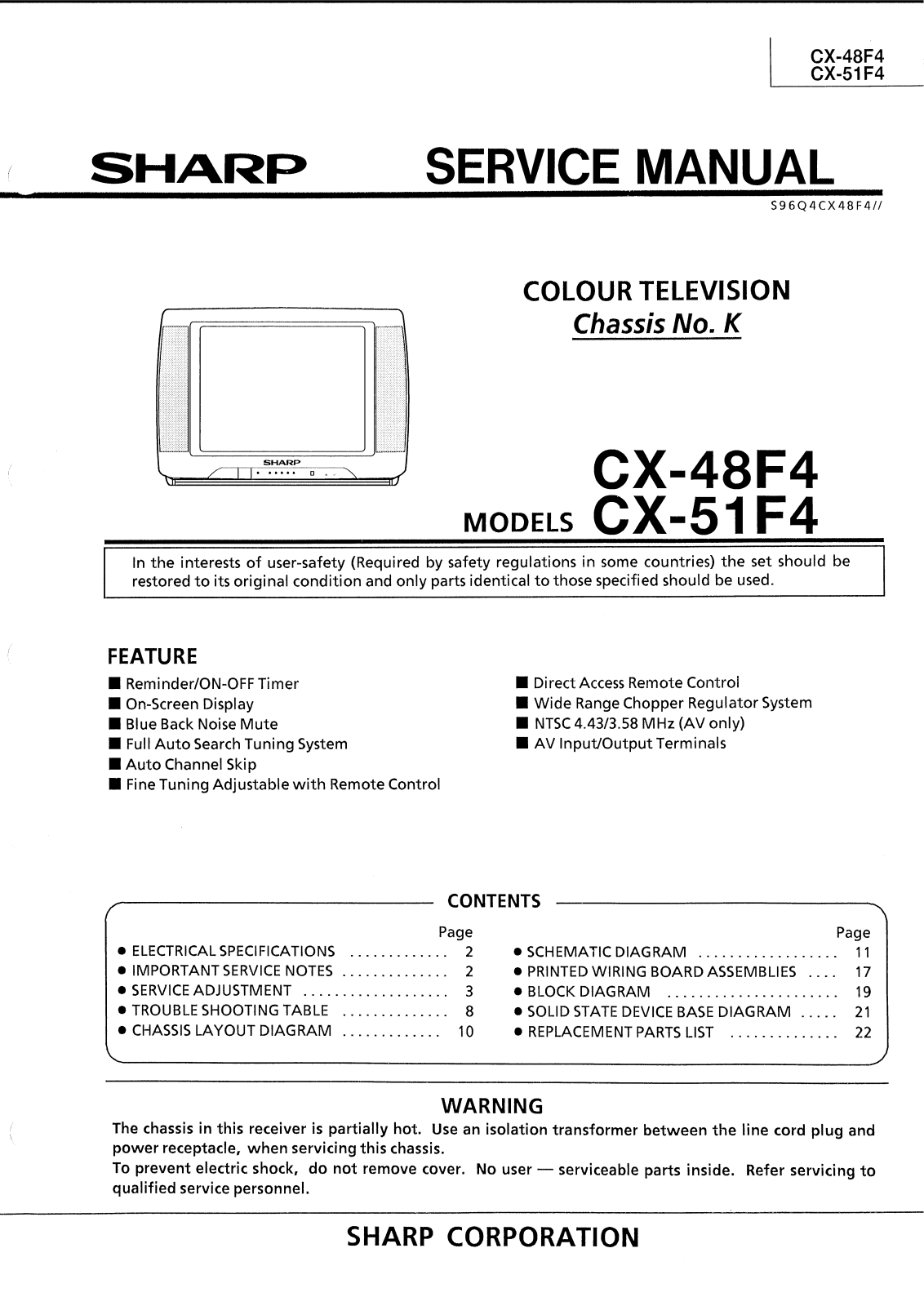 Sharp CX48F4 Schematic