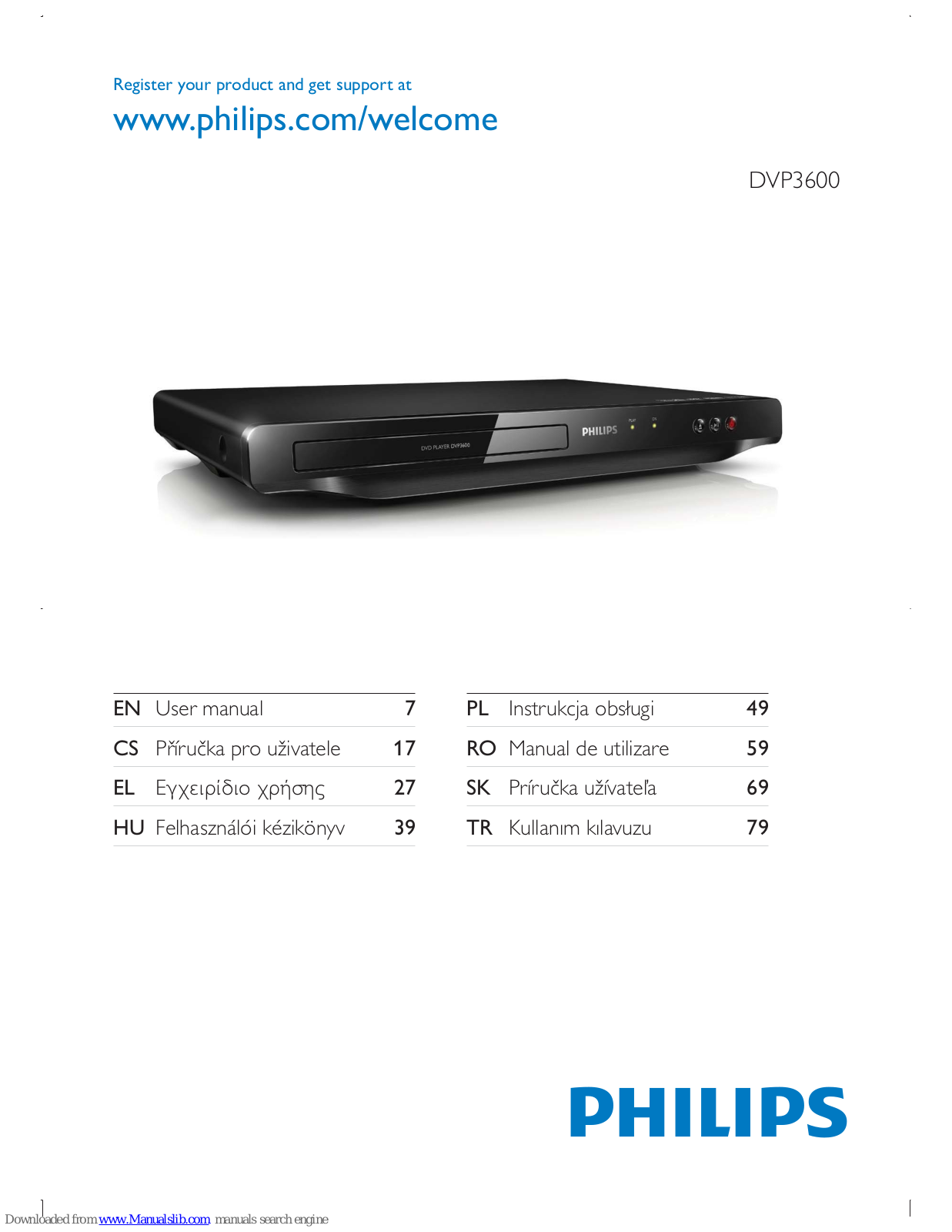 Philips DVP3600/58, DVP3600 User Manual