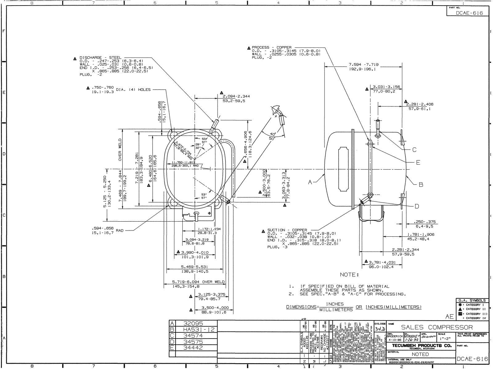 Tecumseh AEA1413YXA, AEA2415AAB Drawing Data