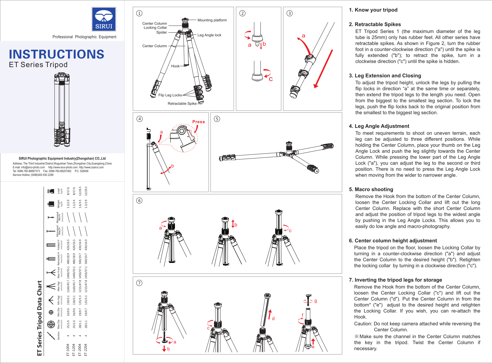 Sirui ET-1204+E-10 User Manual