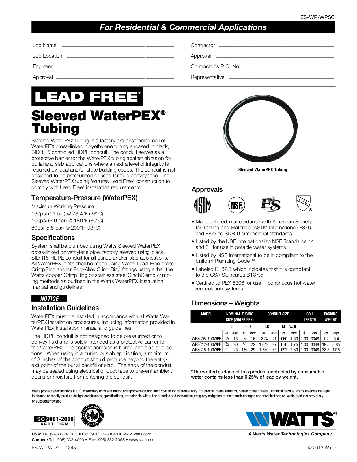 Watts WPSC16-100WPE User Manual